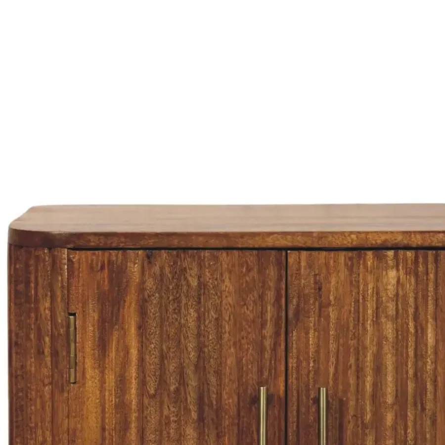Dressoirs-Artisan Furniture Solis Geribbelde Dressoir, 2 Deuren en 2 Planken, Lichtbruin