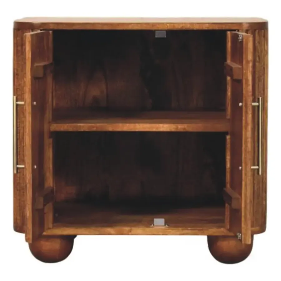 Dressoirs-Artisan Furniture Solis Geribbelde Dressoir, 2 Deuren en 2 Planken, Lichtbruin