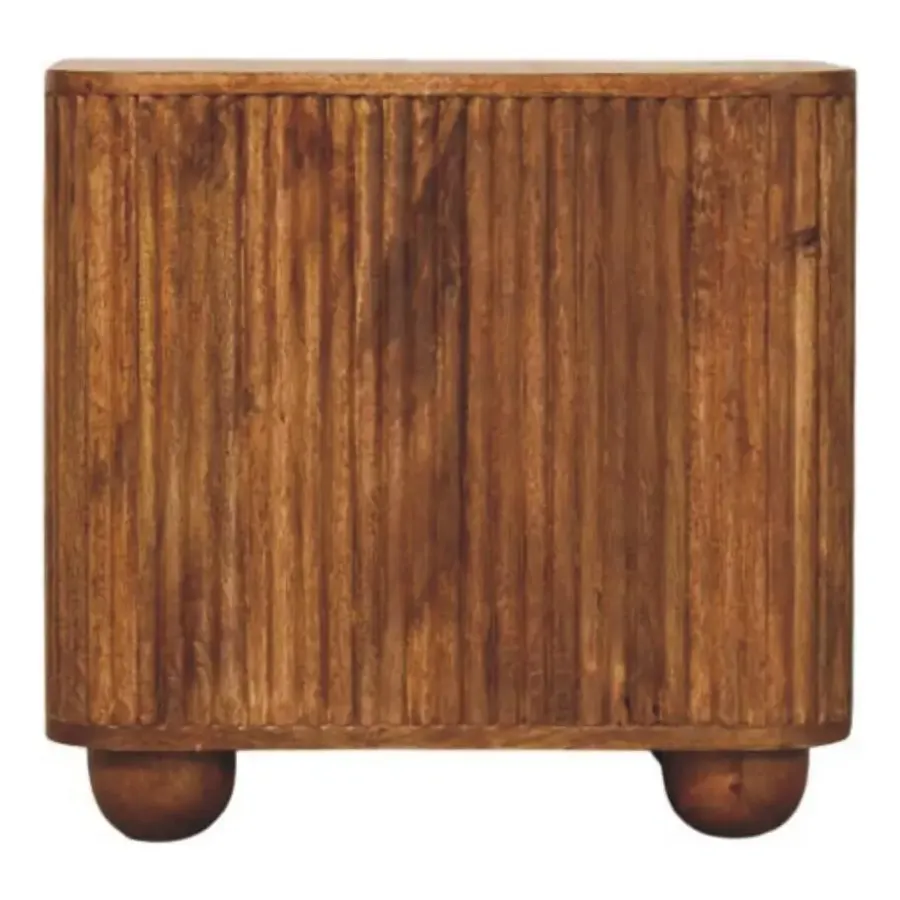 Dressoirs-Artisan Furniture Solis Geribbelde Dressoir, 2 Deuren en 2 Planken, Lichtbruin
