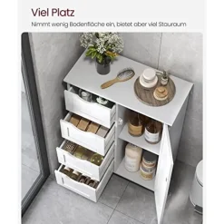 Songmics - Kast met 4 lades en deur - MDF - Wit