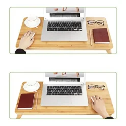 Dienbladen-Songmics Bamboe Laptopbureau - Ergonomisch