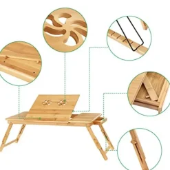 Dienbladen-Songmics Bamboe Laptopbureau - Ergonomisch