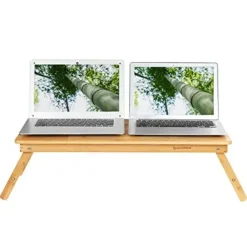 Dienbladen-Songmics Bamboe Laptopbureau - Ergonomisch