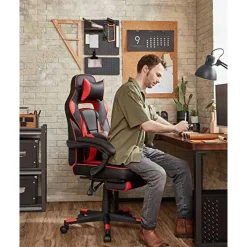 Songmics Ergonomische bureaustoel Zwart/Rood - 150 kg
