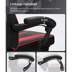 Songmics Ergonomische bureaustoel Zwart/Rood - 150 kg