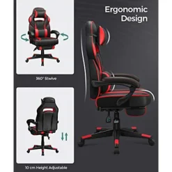 Songmics Ergonomische bureaustoel Zwart/Rood - 150 kg