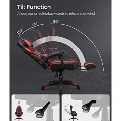Songmics Ergonomische bureaustoel Zwart/Rood - 150 kg