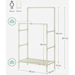 Kledingopbergers|Kledingrekken-Songmics Kledingrek - 88x44x154cm - ijzer/stof/kunststof