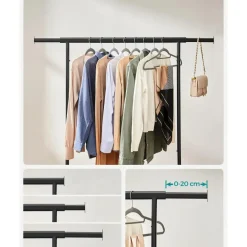 Kledingopbergers|Kledingrekken-Songmics Kledingrek Astrid - 132 x 45,5 x 160 cm - Zwart