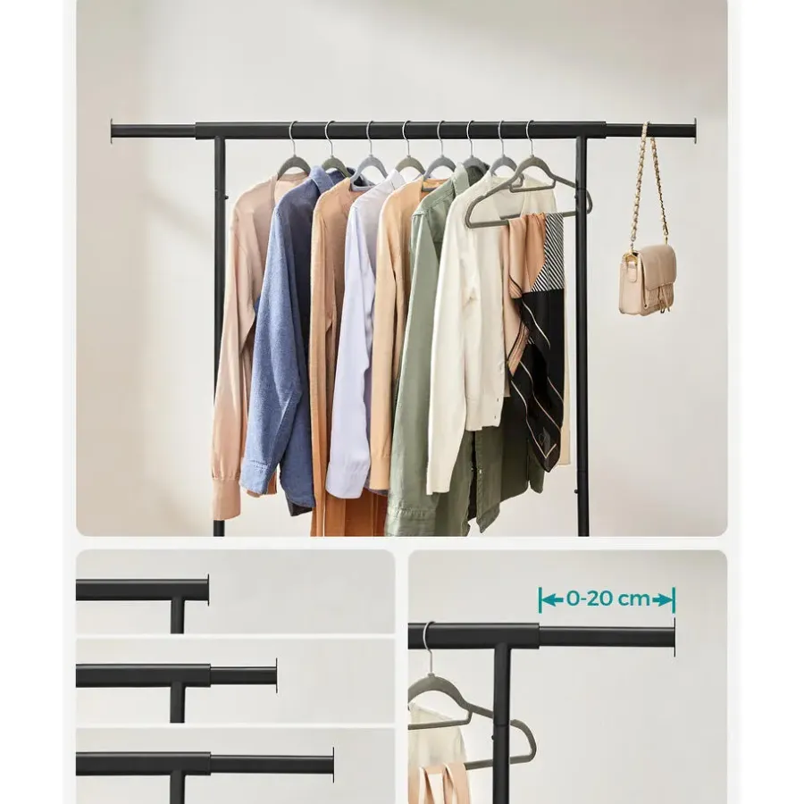 Kledingopbergers|Kledingrekken-Songmics Kledingrek Astrid - 132 x 45,5 x 160 cm - Zwart