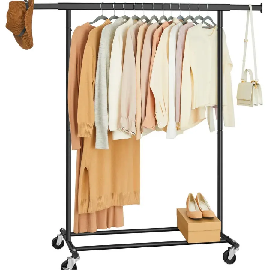 Kledingopbergers|Kledingrekken-Songmics Kledingrek Astrid - 132 x 45,5 x 160 cm - Zwart