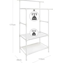 Songmics Metalen kledingstandaard belastbaar tot 70 kg, eenvoudige montage, 2