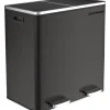 Prullenbakken-Parya Songmics Prullenbak Met 2 Compartimenten - 2 x 30 L - Met Zwart