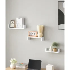 Wandrekken-Songmics Wandplankset Bogey - Kleine, middelgrote en grote wandplank - Wit