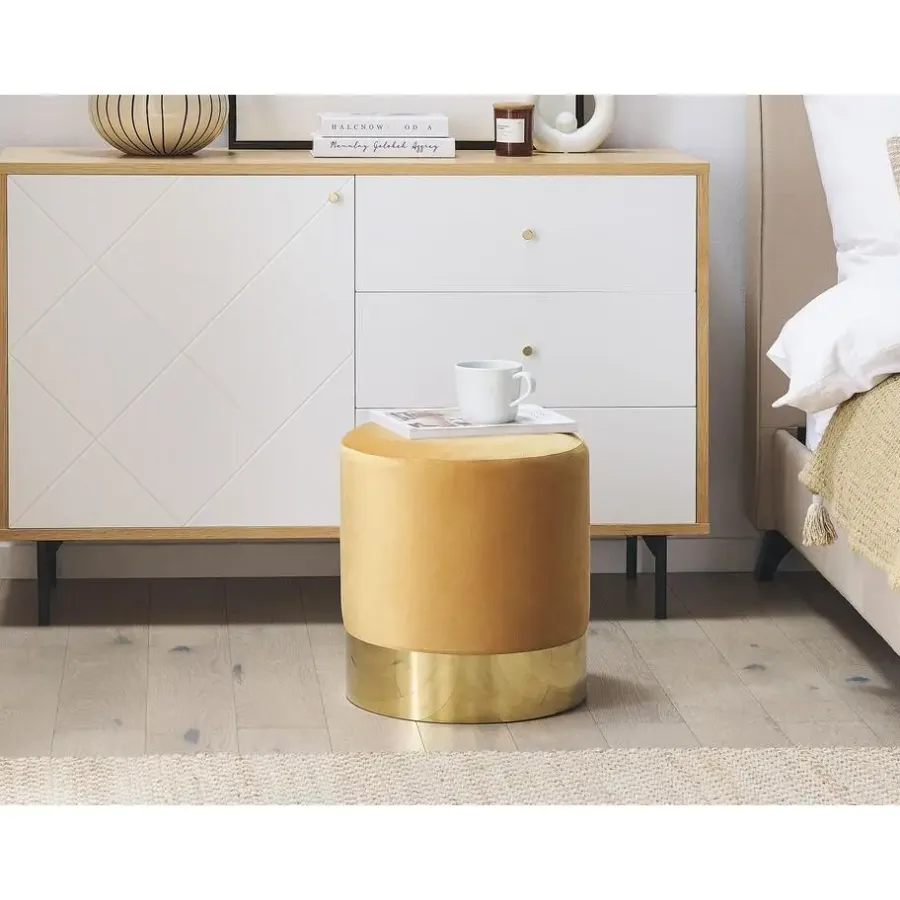 Poefen-Beliani SOPHIA - Poef - Geel - 39 cm - Fluweel