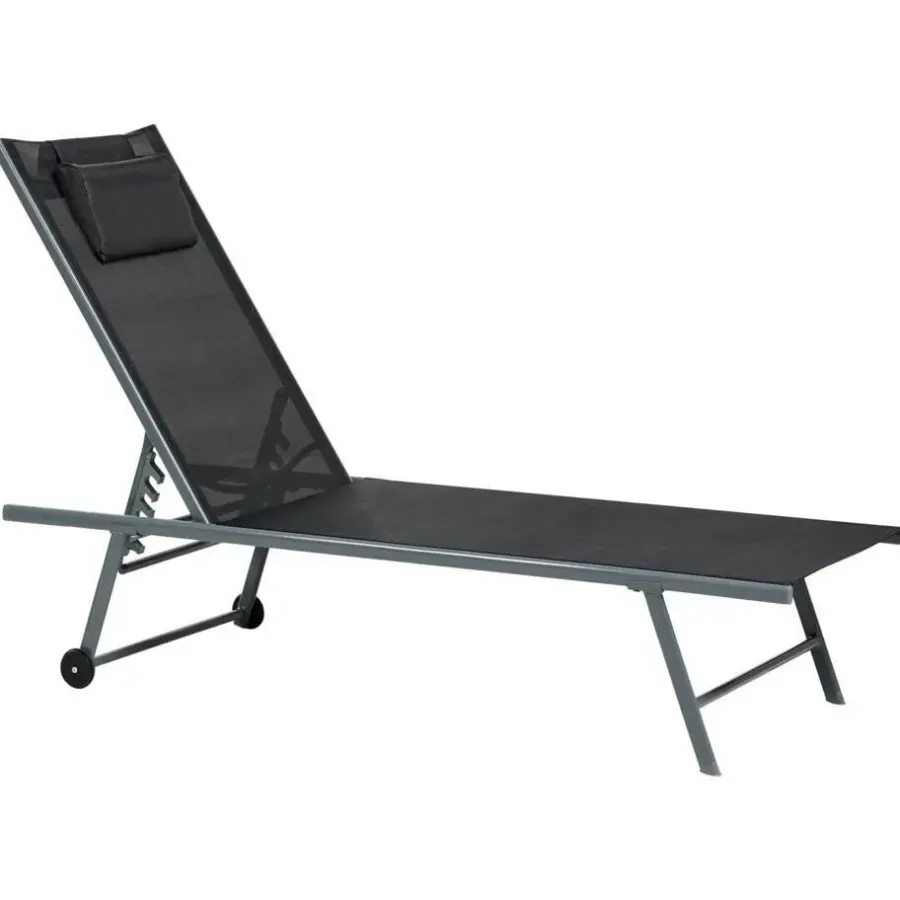 Ligbedden-Leen Bakker SORONI - Ligstoel set van 2 - Grijs/Zwart - Staal