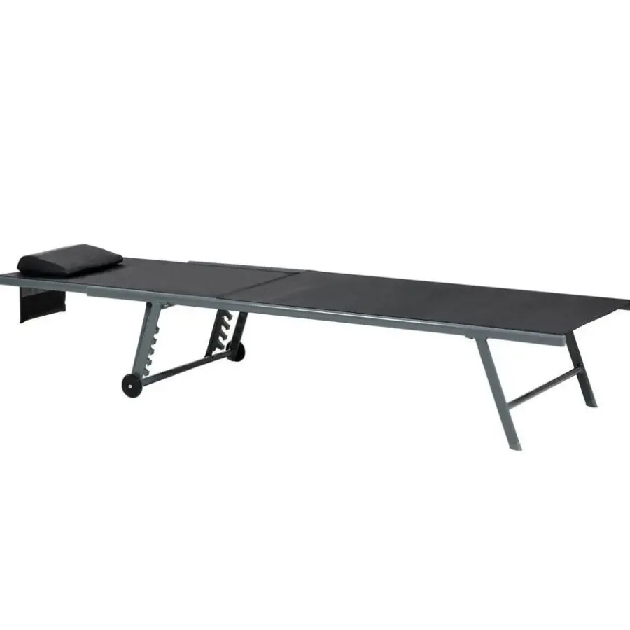 Ligbedden-Leen Bakker SORONI - Ligstoel set van 2 - Grijs/Zwart - Staal