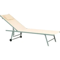 Ligbedden-Leen Bakker SORONI - Ligstoel set van 2 - Groen/Beige - Staal