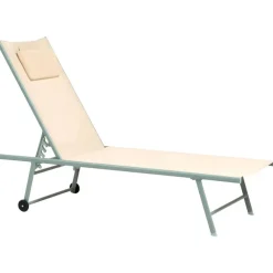 Ligbedden-Leen Bakker SORONI - Ligstoel set van 2 - Groen/Beige - Staal