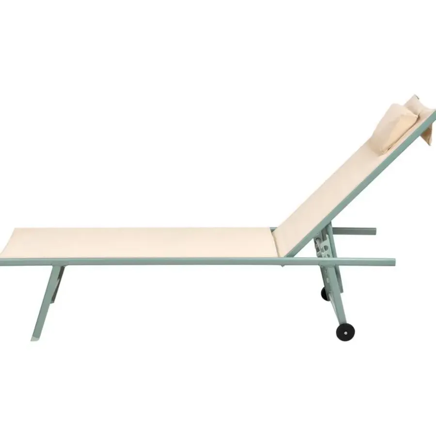 Ligbedden-Leen Bakker SORONI - Ligstoel set van 2 - Groen/Beige - Staal
