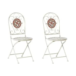 Bistro- & Balkonsets-Beliani SPELLO - Tuinstoel set van 2 - Wit - Metaal