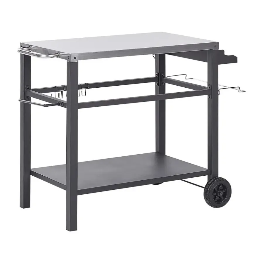 Barbecues En Accessoires-Beliani SPIAZZI - Keukentrolley - Zwart - Staal