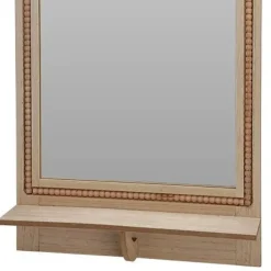 Spiegels-Merkloos Spiegel met plank - vierkant - MDF - kralen rand - 40 x 10 x 60cm