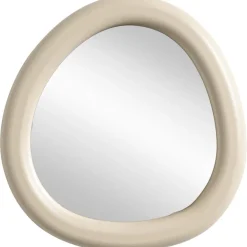 Leen Bakker Spiegel Moma off-white hout - Ø24,5 cm
