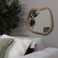 Giga Meubel Spiegel Organisch Naturel Mangohout - 67x57x4cm - Eef