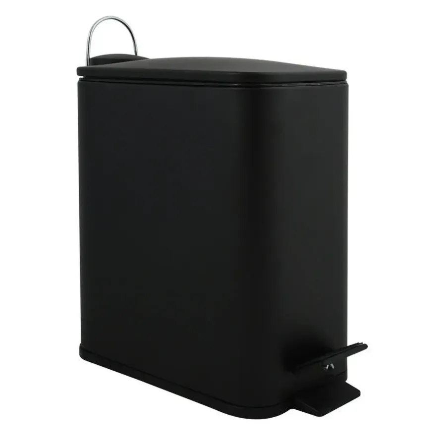 Spirella Pedaalemmer Paris - zwart - 5L - metaal - 28 x 14 x 29 cm