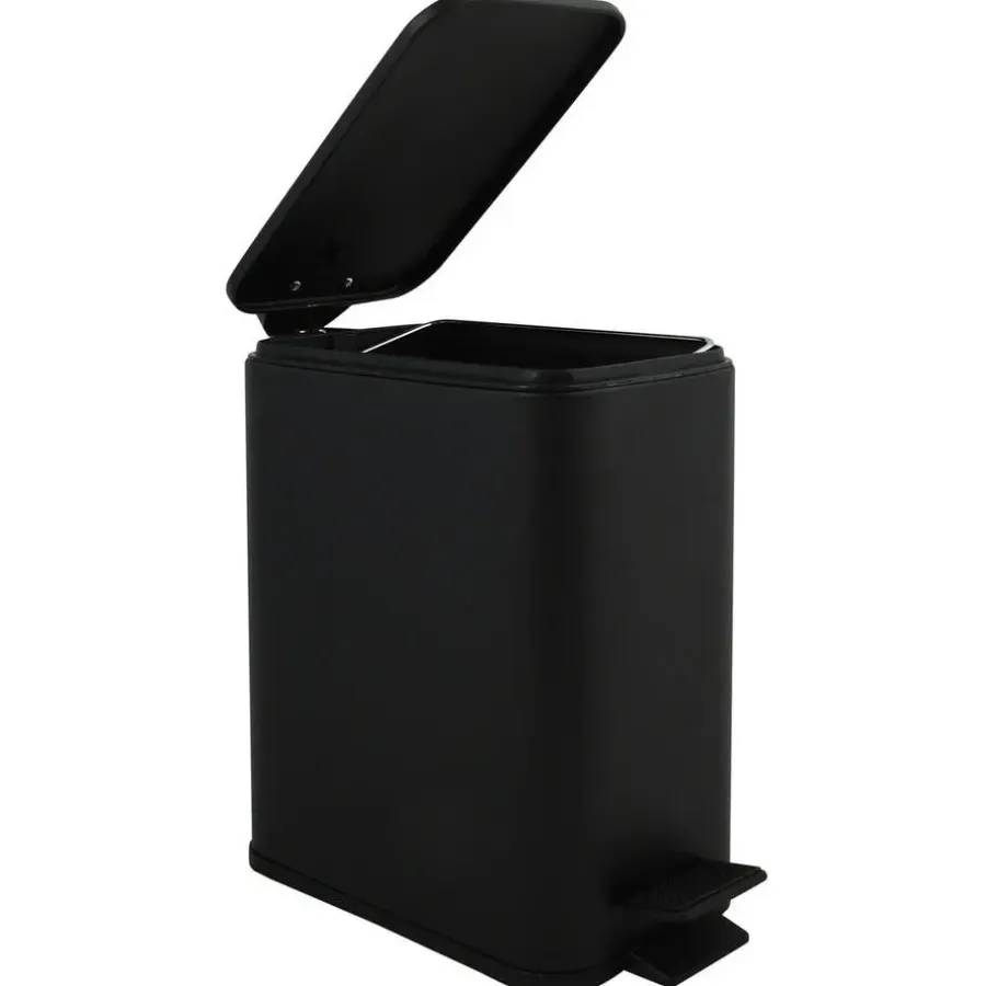 Spirella Pedaalemmer Paris - zwart - 5L - metaal - 28 x 14 x 29 cm