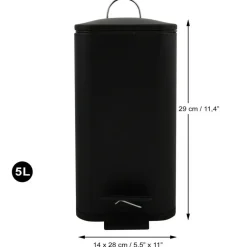 Spirella Pedaalemmer Paris - zwart - 5L - metaal - 28 x 14 x 29 cm
