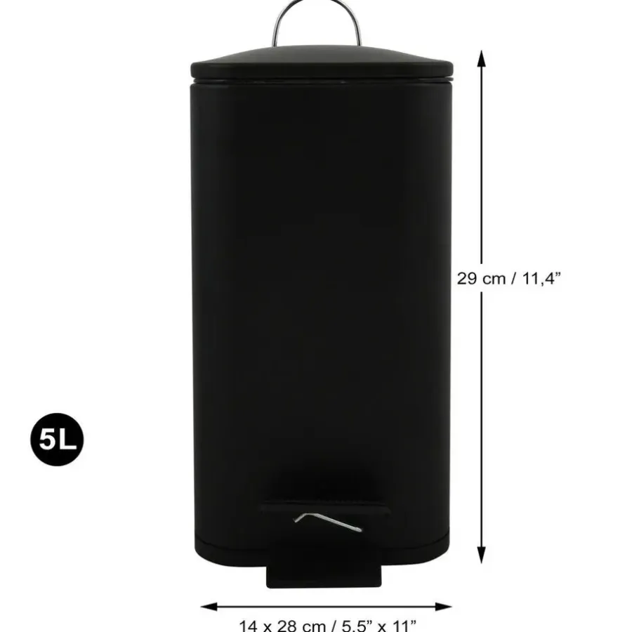 Spirella Pedaalemmer Paris - zwart - 5L - metaal - 28 x 14 x 29 cm