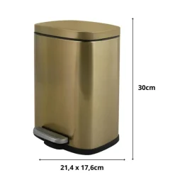 Prullenbakken-Spirella Pedaalemmer Venice - mat goud - 5L - metaal - 21 x 30 cm