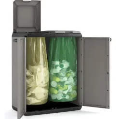 Prullenbakken-Keter Split basic - 68x39x85 cm - donker grijs/zwart
