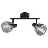 Spots-Leen Bakker 2-spot Noah - smoke glas zwart - E14
