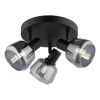 Spots-Leen Bakker 3-Spot Noah smoke glas zwart E14