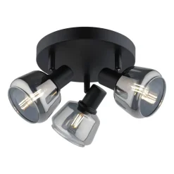 Spots-Leen Bakker 3-Spot Noah smoke glas zwart E14