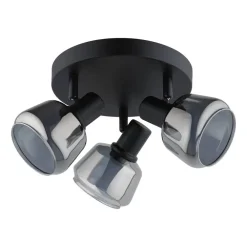 Spots-Leen Bakker 3-Spot Noah smoke glas zwart E14