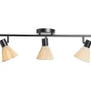 Leen Bakker 3-spot Raffia E14 - beige/zwart metaal - 21x66x11 cm