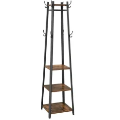 Kapstokken-Merkloos Staande kapstok - industriële look - 8 haken - 45x181x45 cm - vintage bruin