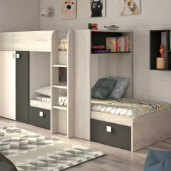 Trasman Stapelbed Beau (lattenbodem onderste bed niet inbegrepen) - grenen/grijs