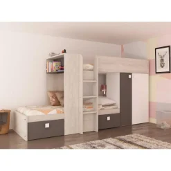 Trasman Stapelbed Beau (lattenbodem onderste bed niet inbegrepen) - grenen/grijs