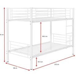 Emob Exclusive Stapelbed Dixie 90x200cm - metaal - mat wit
