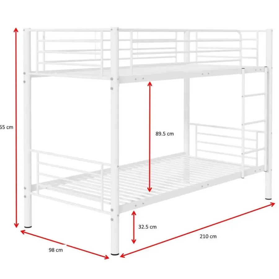 Emob Exclusive Stapelbed Dixie 90x200cm - metaal - mat wit
