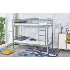 Emob Exclusive Stapelbed Dixie 90x200cm - metaal - mat grijs