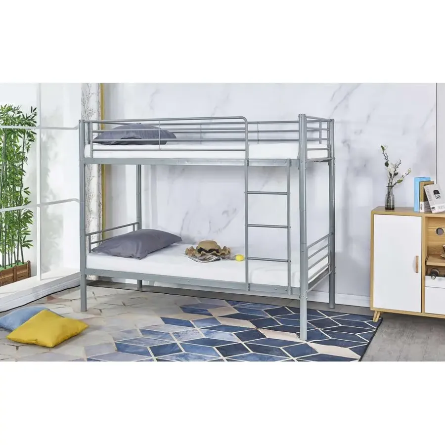Emob Exclusive Stapelbed Dixie 90x200cm - metaal - mat grijs