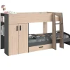 Kinderbedden-Parisot Stapelbed Stim met kast & lade - eik/grijs