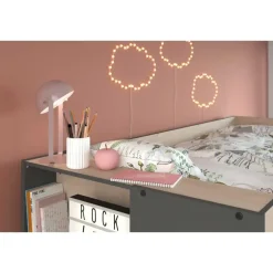 Kinderbedden-Parisot Stapelbed Stim met kast & lade - eik/grijs
