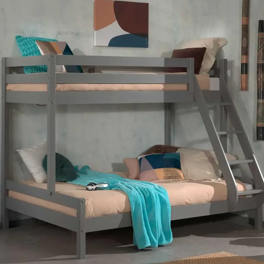 Vipack Stapelbed Triple 3-persoons hout - grijs